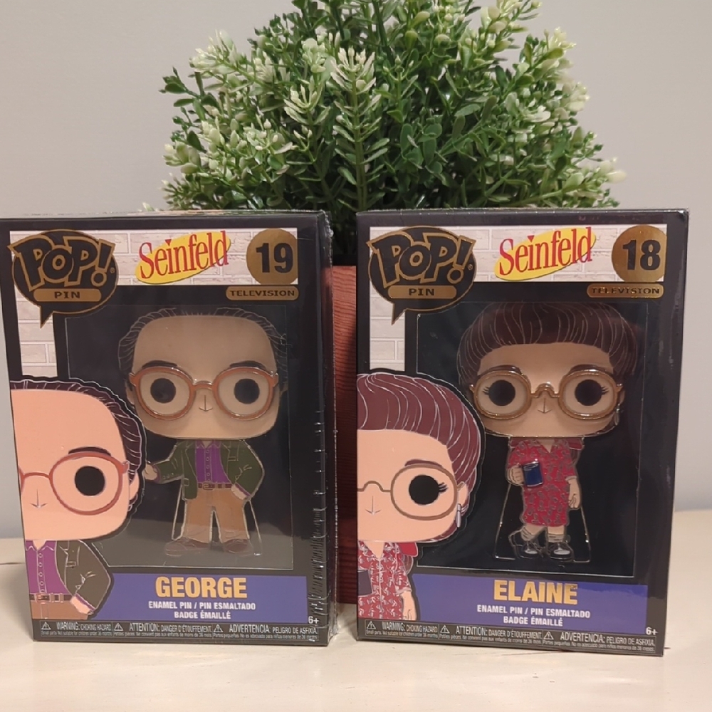 Funko Pop! Pin Set - George in Green and Elaine in Red
